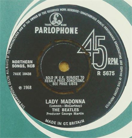 BEATLES " LADY MADONNA "SUPERB MEGA RARE 72 UK 45 POLO RINGED WITH SIUK