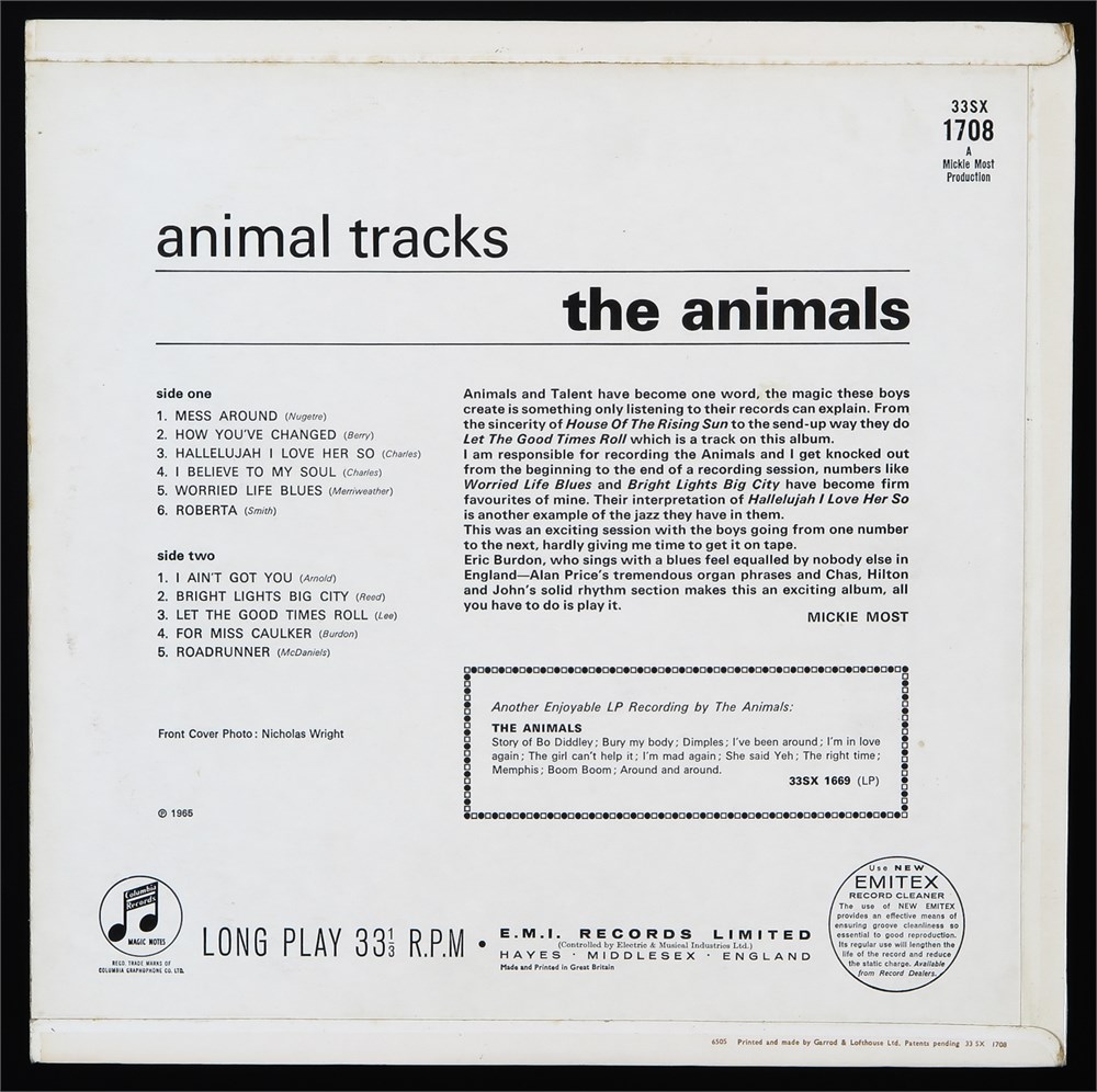 Parlogram Auctions - The Animals - Animal Tracks - UK 1965 1st Press Mono  LP EX+
