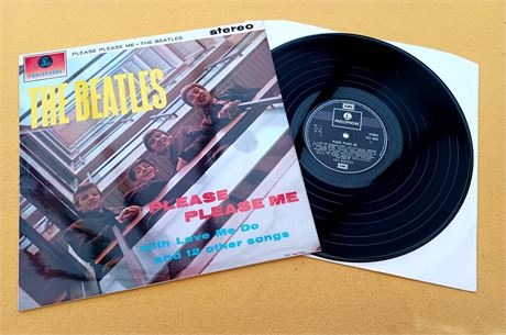 BEATLES " PLEASE PLEASE ME "SUPERB UK 2BOX EMI RARE PATHE MARCONI CONTRACT PRESS