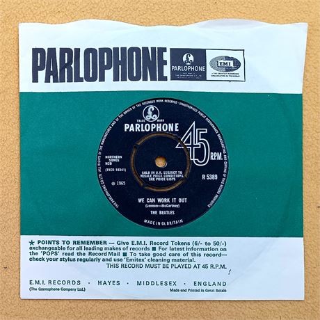BEATLES " WE CAN WORK IT OUT / DAY TRIPPER "AWESOME UK ORIG 45 PARLOPHONE RIMS
