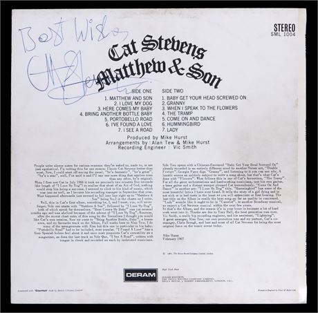 Cat Stevens - Matthew & Son - Vintage *SIGNED* UK 1967 1st Press LP