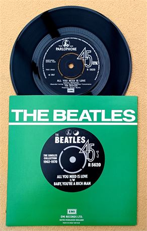 BEATLES " ALL YOU NEED IS LOVE " SUPERB NMINT UK GREEN SLEEVE REISSUE 45