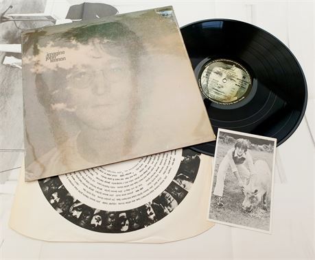 JOHN LENNON " IMAGINE " SUPERB MEG RARE UK QUAD LP + CUSTOM INNER POSTER & CARD