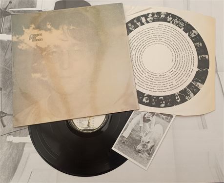 JOHN LENNON " IMAGINE " SUPERB NEAR MINT UK 70s LP + CUSTOM INNER POSTER & CARD